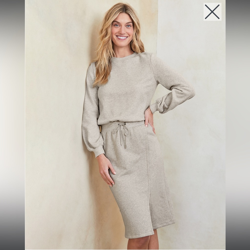 Garnet Hill French Terry Sweatshirt Dress Women’s Size XS Gray Long Sleeve